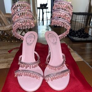 Pink Rene Caovilla Chandelier Heels